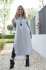 Long Sleeves Side Slits Top - Grey (6069083865262) (6332688728238)