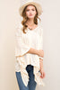 Melange V Neck Lace Top - Natural - Gingerlining (9044492049)