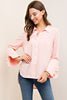 High-Low Ruffle Trim Shirt - Blush - Gingerlining (9059375569)