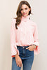 High-Low Ruffle Trim Shirt - Blush - Gingerlining (9059375569)