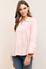 High-Low Ruffle Trim Shirt - Blush - Gingerlining (9059375569)
