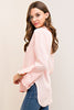 High-Low Ruffle Trim Shirt - Blush - Gingerlining (9059375569)