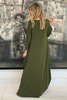 Dream Catcher Long V-Neck Cotton Dress - Olive (1870175174700)