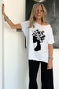 Floral Hair Asymmetrical Tee With Raw Hems Tee - White (5652685619354)
