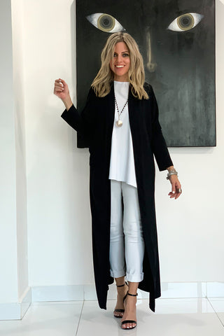 Long Cotton Cardi - Black (3930472153132)