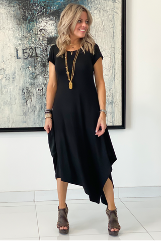 Short Sleeves Round Neck Total Comfort Dress C (6309227888814)