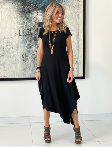 Short Sleeves Total Comfort Dress - Black (4170117021829)