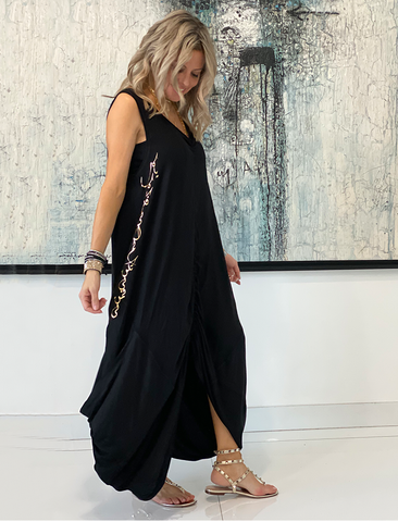 Sleeveless Calligraphy Dress - Black (4170125148293)