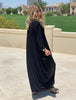 Evil Eye 3/4 Sleeves V-Neck Cotton Maxi Dress - Black (3946495082540)