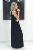 Princess V Neck Cotton Maxi Dress - Black / Gold (3930408943660)