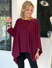 Long Sleeves Poncho Top - Maroon (4993489764485)