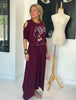 Peek A Boo Sleeves Round Neck Cotton Maxi Dress - Maroon / African Lady (4360079835269)