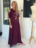 Peek A Boo Sleeves Round Neck Cotton Maxi Dress - Maroon / African Lady (4360079835269)