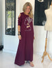 Peek A Boo Sleeves Round Neck Cotton Maxi Dress - Maroon / African Lady (4360079835269)