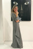 Evil Eye 3/4 Sleeves V-Neck Cotton Maxi Dress - Grey (3891307216940)