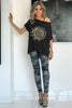 Sun & Moon Asymmetrical Tee With Raw Hems- Black (5640088551578)