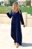 Long V-Neck Cotton Dress C (5867070881946)
