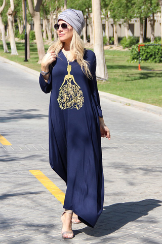 Princess Long V-Neck Cotton Dress (3946610917420)