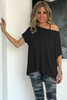 Asymmetrical Tee With Raw Hems- Black (5636446257306)
