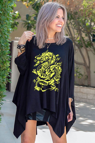 3/4 Sleeves Poncho Top - Dragon (7482808008948)
