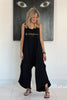 Stay Home Black Cotton Harem Jumpsuit - Black/Gold (5045285781637)
