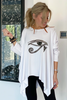 Long Sleeves Poncho Top - White/Egyptian Eye (5525304017050)
