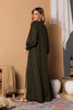 Army Green Chic Linen Dress and Abaya Set
