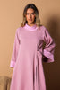 Cherry Blossom Crepe Top With High Neck & Bell Sleeves