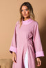 Cherry Blossom Crepe Top With High Neck & Bell Sleeves
