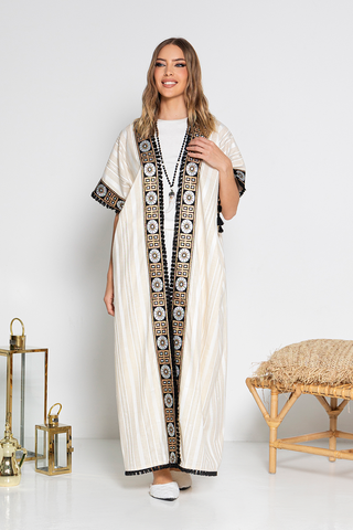 Camilia Thin Striped Linen Abaya