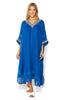 Azure Kaftan With Intricate Geometric Lace and Delicate Shell Detailing