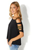 Cutout Shoulder Top With Weaved Straps - Gold Straps V2