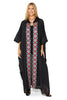 Amal Hooded Abaya with Colorful Embroidered Borders