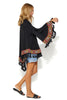 Gigi Renaissance Oversized Poncho Cardi With Tassels & Border Detailing