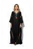 Duniya Black Kaftan With A Beaded Neckline, Colorful Tassels & Floral Detailing