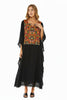 Black Zumurod Kaftan With Chest Embroidery & Coins Detailing
