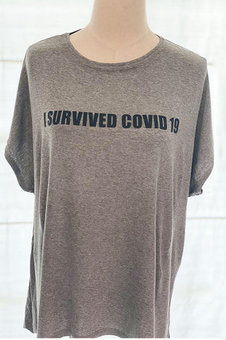 Survived Covid Asymmetrical Tee - Grey (4935506559109)
