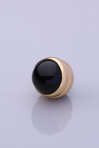 Gold Plated Scarf Magnet Round Stone- Black (1649632313388)