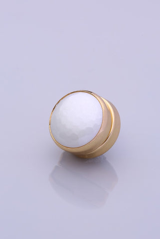 Gold Plated Scarf Magnet Textured Stone - White (1649641029676)