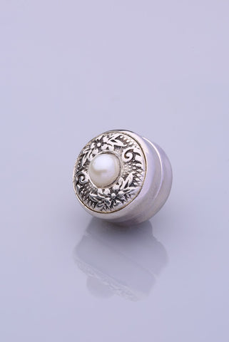 Silver Plated Scarf Magnet Matt Pearl - White (1649644765228)