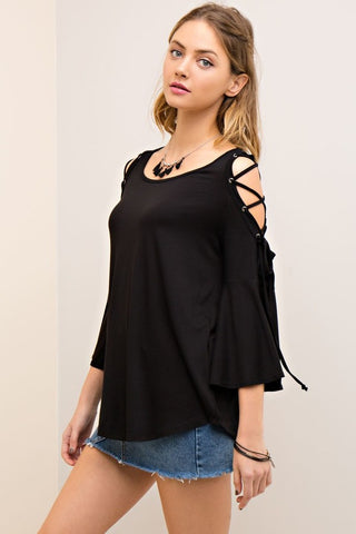 Strappy Bamboo Open Top - Black - Gingerlining (8776433553)