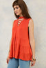 Strappy Crew Neck Top - Burnt Orange - Gingerlining (9041423697)