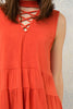 Strappy Crew Neck Top - Burnt Orange - Gingerlining (9041423697)