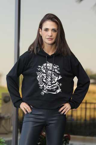 Box Fit Hoodie In French Terry Fabric And A Dragon Print (7534533476596) (7534535999732)