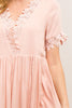 Crochet Trim Baby Doll Dress - Light Peach - Gingerlining (9346736209)