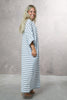 Striped Cotton Kaftan Dress With Side Pockets (7321726812334)