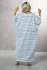 Striped Cotton Kaftan Dress With Side Pockets (7321726812334)