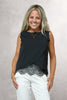 Sleeveless Crepe Layered Top With Lace Detailing (6951260389550) (7323189018798)