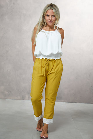Linen Pants With Lace Cuffs (7321761874094)