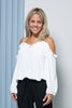 Cold Shoulder Top With Frill Neckline In Crushed Crepe (7321560383662) (7322836041902)